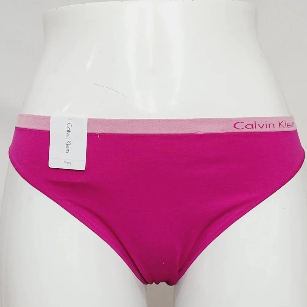LARGE Calvin Klein QD3544 Pure Seamless Thong LARGE Raspberry Pink NWT